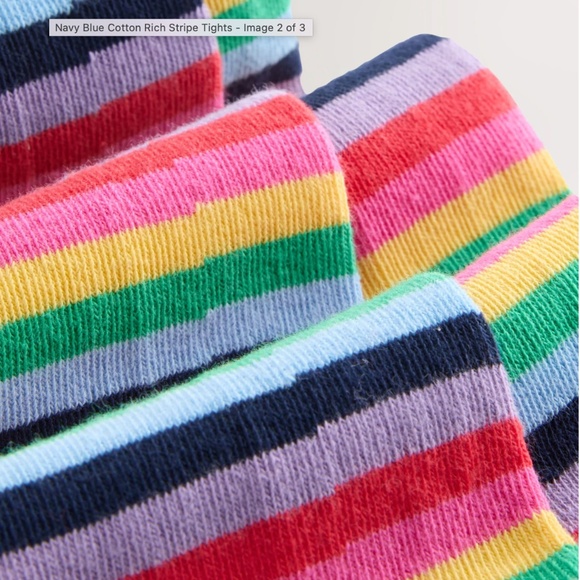 Navy Blue Cotton Rich Stripe Tights - Picture 3 of 3